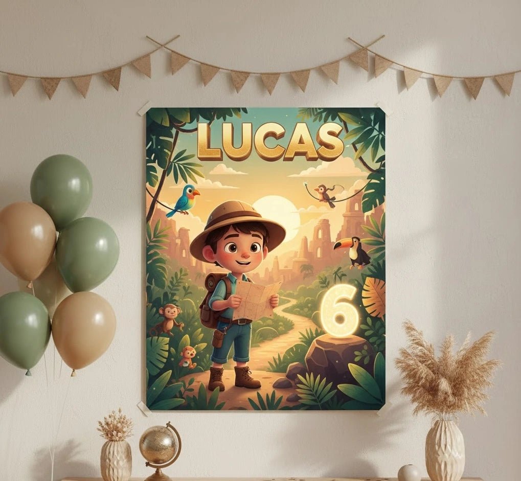 Explorateur de la jungle - affiche pour enfants