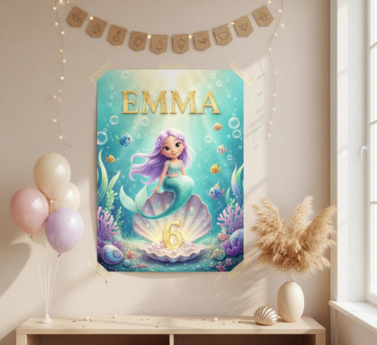 Sirène des mers féériques - affiche pour enfants